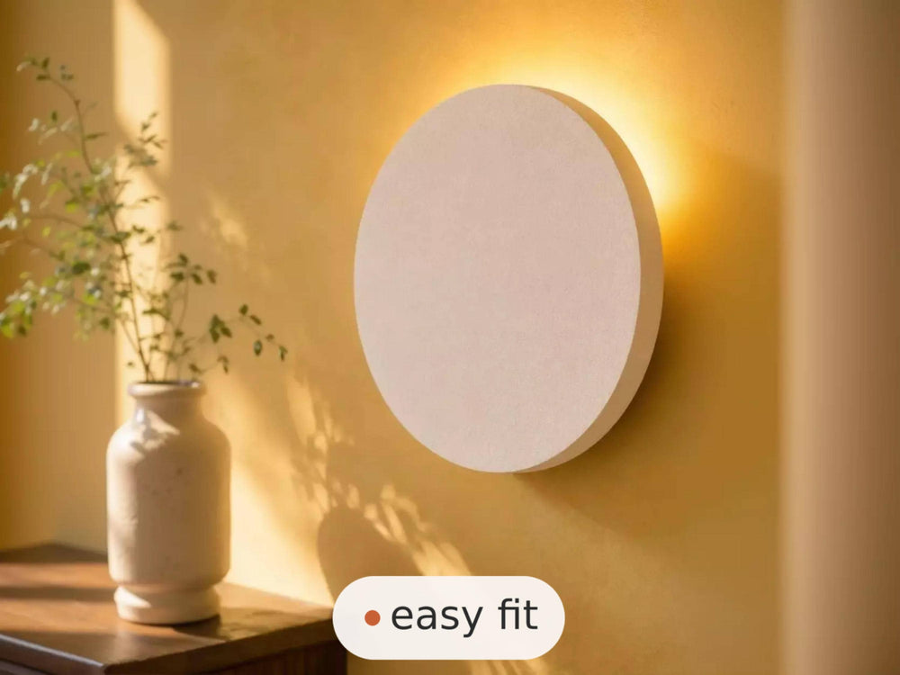 Wall Light | Orbit Circle Bauhaus Plaster Wall Sconce | Round Minimalist Uplighter | Paintable | LED Included | Easy Fit | Handmade UK