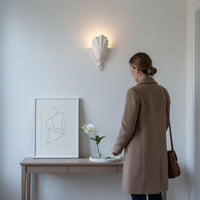 Wall Light | Valentina Shell Plaster Wall Sconce | Coastal Farmhouse Uplighter | Paintable | LED Included | Easy Fit | Handmade UK