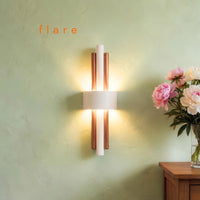 Wall Light | Axis Copper Bauhaus Plaster Wall Sconce | Slim Modernist Uplighter | Paintable | LED Included | Easy Fit | Handmade UK