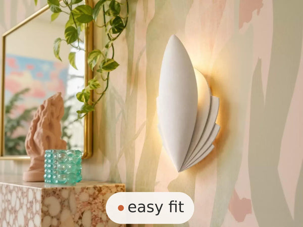 Wall Light | Eden Leaf Botanical Plaster Wall Sconce | Art Nouveau Uplighter | Paintable | LED Included | Easy Fit | Handmade UK
