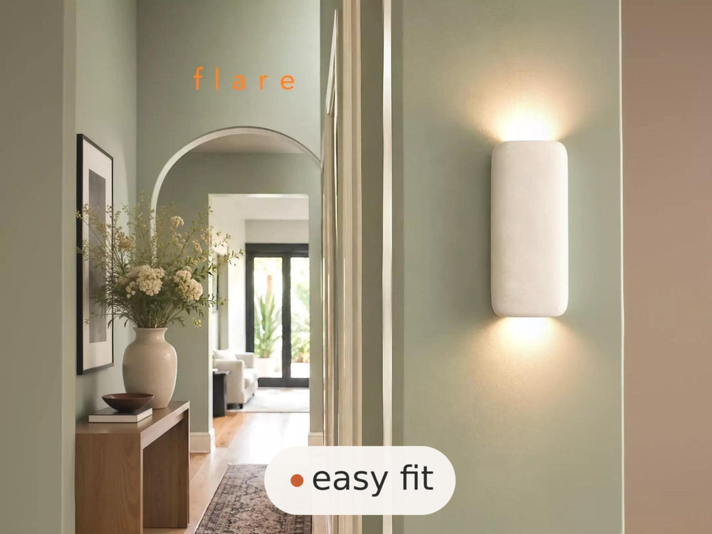Wall Light | Linea Pillar Plaster Wall Sconce | Up-Down Architectural Uplighter | Paintable | LED Included | Easy Fit | Handmade UK