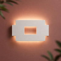 Wall Light | Nero Bauhaus Rectangular Plaster Wall Sconce | Soft Glow Uplighter | Paintable | LED Included | Easy Fit | Handmade UK