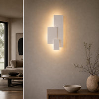 Wall Light | Trio Bauhaus Plaster Wall Sconce | Triple Form Modernist Uplighter | Paintable | LED Included | Easy Fit | Handmade UK