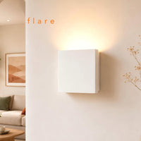 Wall Light | Forma Square Japandi Plaster Wall Sconce | Minimalist Uplighter | Paintable | LED Included | Easy Fit | Handmade UK