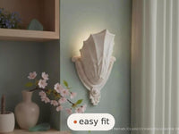 Wall Light | Valentina Shell Plaster Wall Sconce | Coastal Farmhouse Uplighter | Paintable | LED Included | Easy Fit | Handmade UK