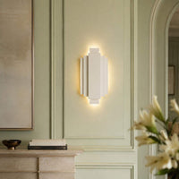 Wall Light | Art Deco Stepped Plaster Wall Sconce | Geometric Ambient Uplighter | Paintable | LED Included | Easy Fit | Handmade UK