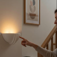 Wall Light | Crescent Moon Plaster Wall Sconce | Art Deco Half Moon Uplighter | Paintable | LED Included | Easy Fit | Handmade UK