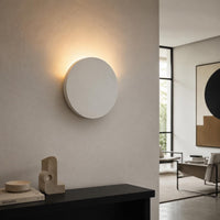 Wall Light | Orbit Circle Bauhaus Plaster Wall Sconce | Round Minimalist Uplighter | Paintable | LED Included | Easy Fit | Handmade UK