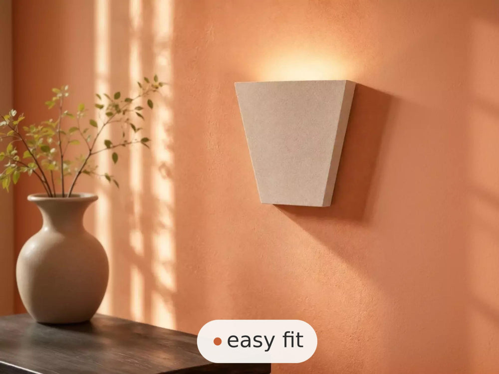 Wall Light | Vesper Geometric Plaster Wall Sconce | Minimalist Hallway Uplighter | Paintable | LED Included | Easy Fit | Handmade UK