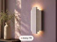 Wall Light | Art Deco Stepped Plaster Wall Sconce | Geometric Ambient Uplighter | Paintable | LED Included | Easy Fit | Handmade UK