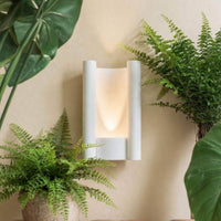 Wall Light | Throne Twin Column Plaster Wall Sconce | Art Deco Dual Uplighter | Paintable | LED Included | Easy Fit | Handmade UK