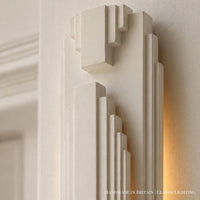 Wall Light | Manhattan Art Deco Plaster Wall Sconce | Skyscraper Stepped Uplighter | Paintable | LED Included | Easy Fit | Handmade UK