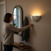 Wall Light | Crescent Moon Plaster Wall Sconce | Art Deco Half Moon Uplighter | Paintable | LED Included | Easy Fit | Handmade UK