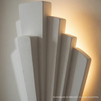 Wall Light | Aurelian Art Deco Plaster Wall Sconce | Layered Fan Uplighter | Paintable | LED Included | Easy Fit | Handmade UK