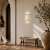 Wall Light | Nero Bauhaus Rectangular Plaster Wall Sconce | Soft Glow Uplighter | Paintable | LED Included | Easy Fit | Handmade UK