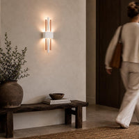Wall Light | Axis Copper Bauhaus Plaster Wall Sconce | Slim Modernist Uplighter | Paintable | LED Included | Easy Fit | Handmade UK
