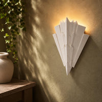Wall Light | Genesis Art Deco Geometric Plaster Wall Sconce | Sculptural Uplighter | Paintable | LED Included | Easy Fit | Handmade UK