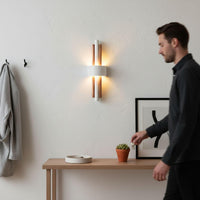 Wall Light | Axis Copper Bauhaus Plaster Wall Sconce | Slim Modernist Uplighter | Paintable | LED Included | Easy Fit | Handmade UK