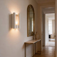 Wall Light | Throne Twin Column Plaster Wall Sconce | Art Deco Dual Uplighter | Paintable | LED Included | Easy Fit | Handmade UK