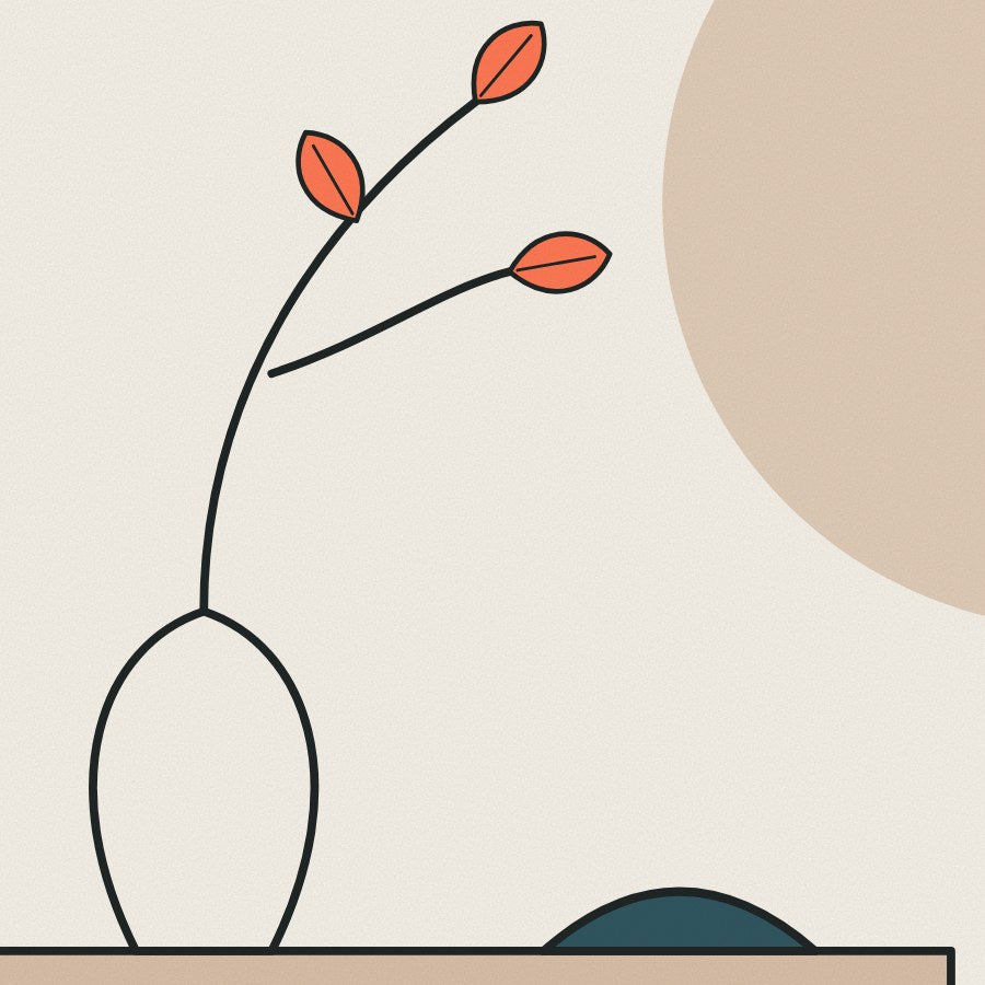 Japandi is about space as much as objects: a branch, a bowl and room to breathe.