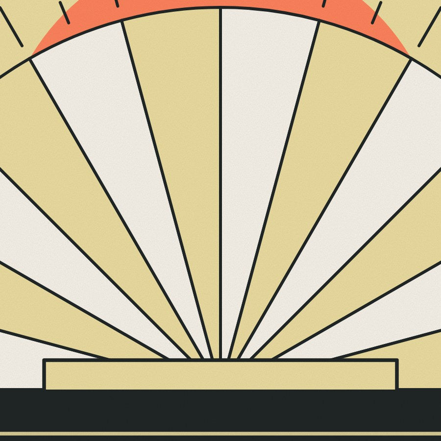 The Art Deco fan: rays spreading from a single point, the shape behind countless 1930s doorways and wall lights.