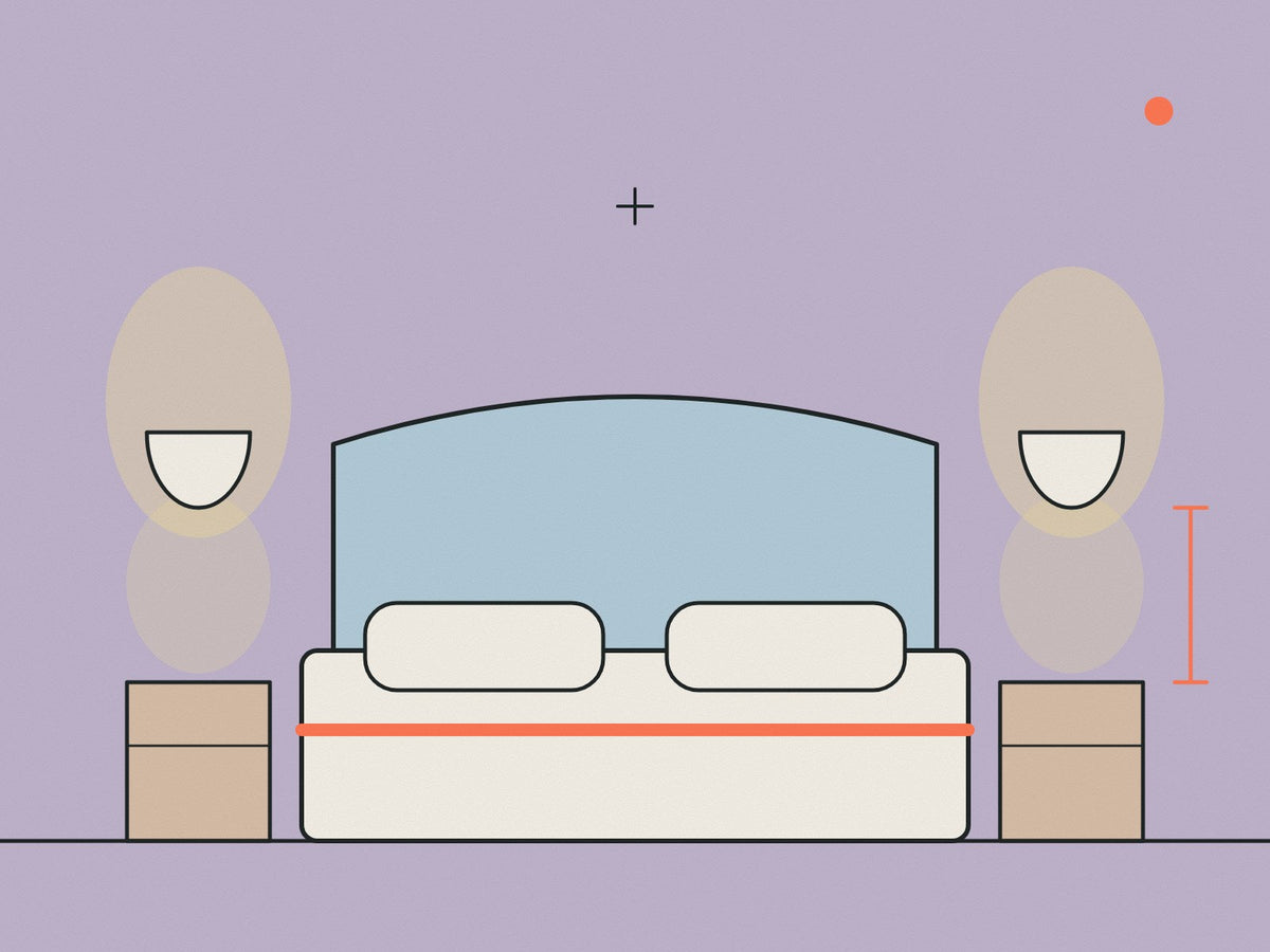 Flare illustration of a bed with wall lights mounted either side