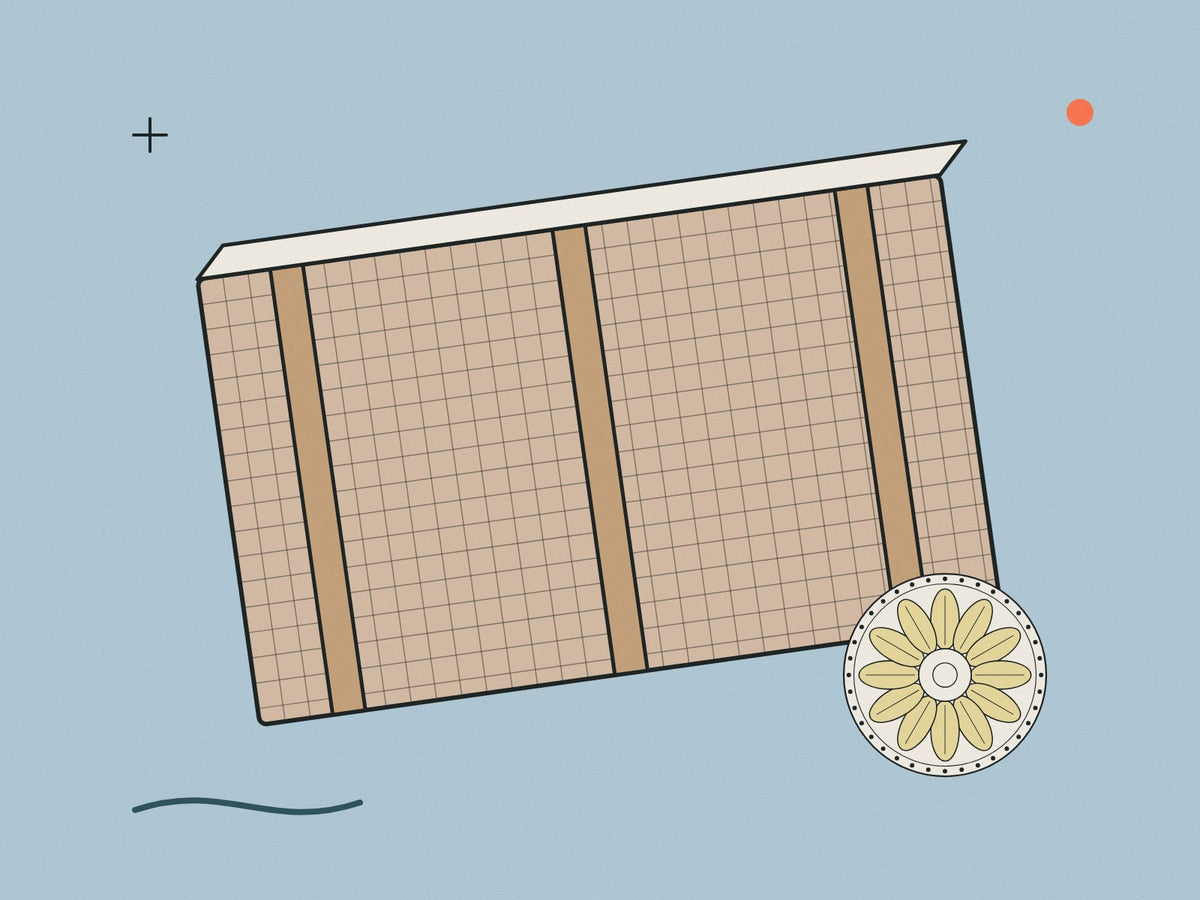 Flare illustration of the back of a fibrous plaster panel showing hessian and timber laths