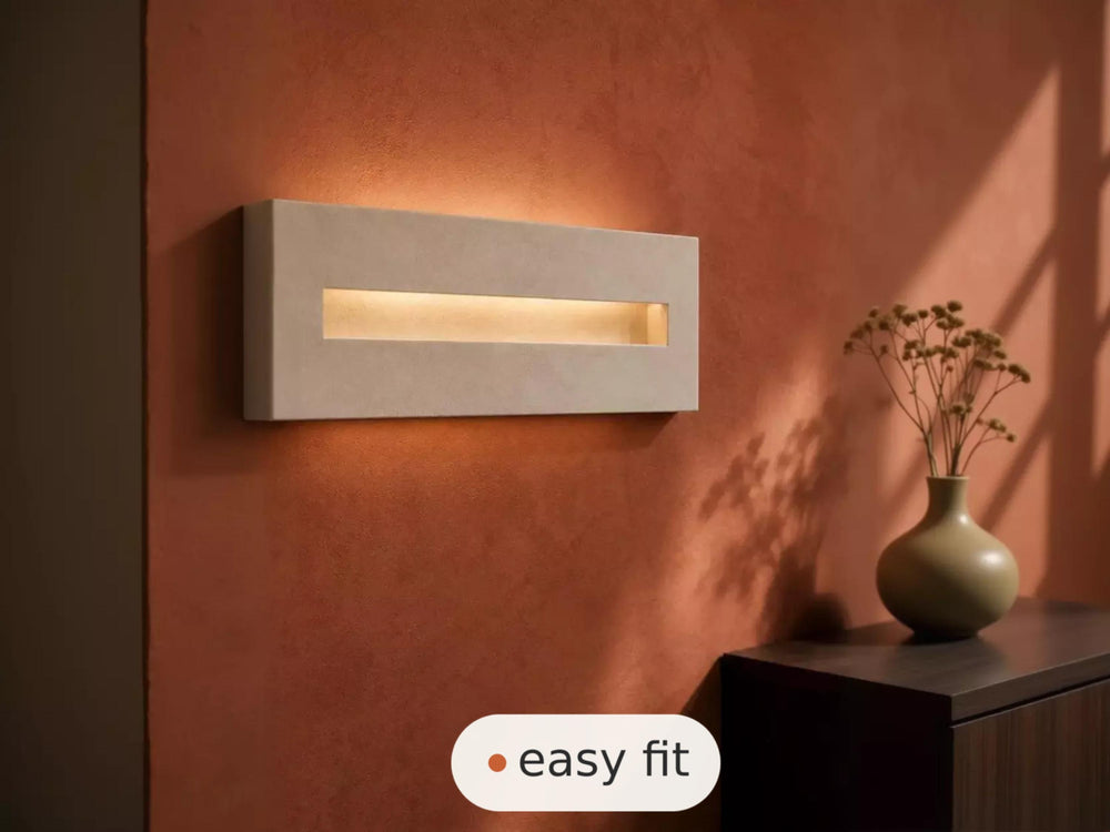 Wall Light | Hades Linear Plaster Wall Sconce | Long Hallway Minimalist Uplighter | Paintable | LED Included | Easy Fit | Handmade UK