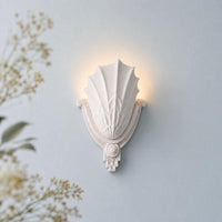 Wall Light | Valentina Shell Plaster Wall Sconce | Coastal Farmhouse Uplighter | Paintable | LED Included | Easy Fit | Handmade UK