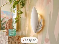 Wall Light | Eden Leaf Botanical Plaster Wall Sconce | Art Nouveau Uplighter | Paintable | LED Included | Easy Fit | Handmade UK