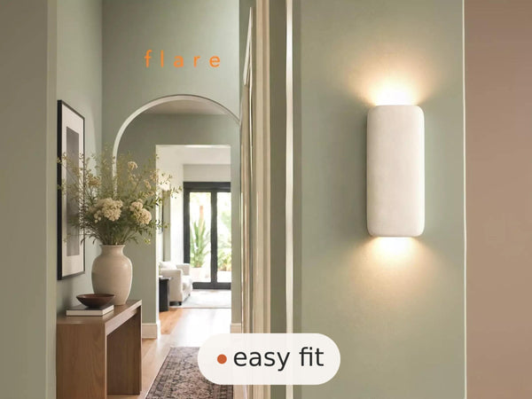 Wall Light | Linea Pillar Plaster Wall Sconce | Up-Down Architectural Uplighter | Paintable | LED Included | Easy Fit | Handmade UK
