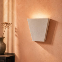 Wall Light | Vesper Geometric Plaster Wall Sconce | Minimalist Hallway Uplighter | Paintable | LED Included | Easy Fit | Handmade UK