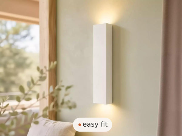 Wall Light | Japandi Mini Plaster Wall Sconce | Slim Compact Minimalist Uplighter | Paintable | LED Included | Easy Fit | Handmade UK