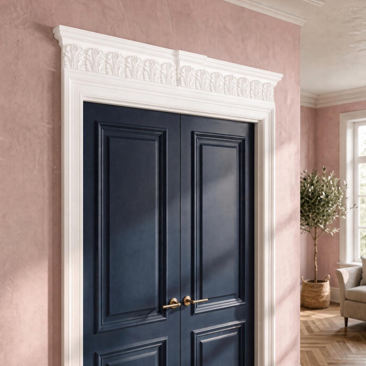 Acanthus Single Leaf Overdoor Pediment