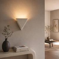 Wall Light | Triangle Bauhaus Geometric Plaster Wall Sconce | Minimalist Uplighter | Paintable | LED Included | Easy Fit | Handmade UK