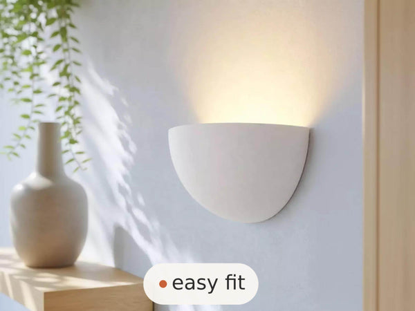 Wall Light | Luna Pebble Organic Plaster Wall Sconce | Wabi Sabi Sculptural Uplighter | Paintable | LED Included | Easy Fit | Handmade UK