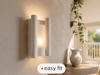 Wall Light | Throne Twin Column Plaster Wall Sconce | Art Deco Dual Uplighter | Paintable | LED Included | Easy Fit | Handmade UK