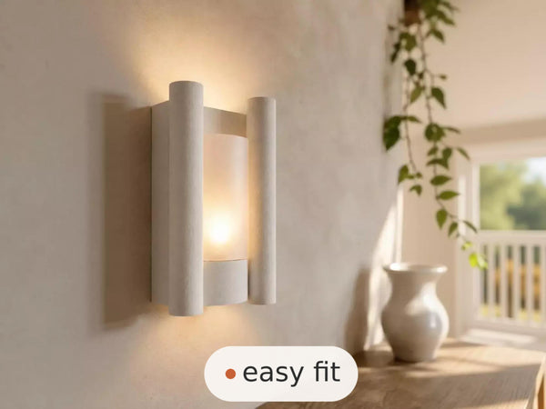 Wall Light | Throne Twin Column Plaster Wall Sconce | Art Deco Dual Uplighter | Paintable | LED Included | Easy Fit | Handmade UK