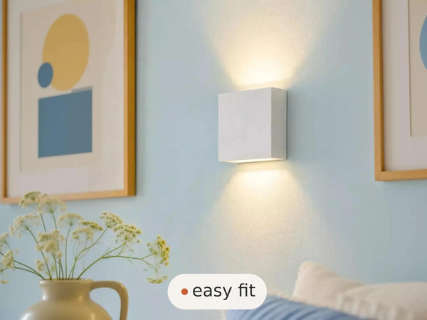 Wall Light | Minimalist Mini Plaster Wall Sconce | Compact Bedroom Uplighter | Paintable | LED Included | Easy Fit | Handmade UK