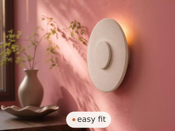 Wall Light | Halo Circular Plaster Wall Sconce | Minimalist Round Uplighter | Paintable | LED Included | Easy Fit | Handmade UK