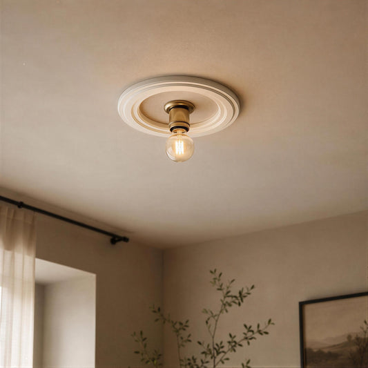 Minimalist Ceiling Medallion | Geometric Plaster Ceiling Rose | Pendant Light | 15 Inch – Ring