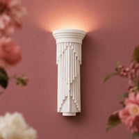 Wall Light | Imperial Art Deco Column Plaster Wall Sconce | Fluted Uplighter | Paintable | LED Included | Easy Fit | Handmade UK