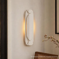 Wall Light | Manhattan Art Deco Plaster Wall Sconce | Skyscraper Stepped Uplighter | Paintable | LED Included | Easy Fit | Handmade UK