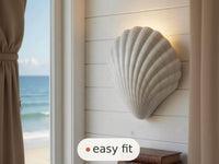 Wall Light | Neptune Shell Plaster Wall Sconce | Coastal Farmhouse Uplighter | Paintable | LED Included | Easy Fit | Handmade UK