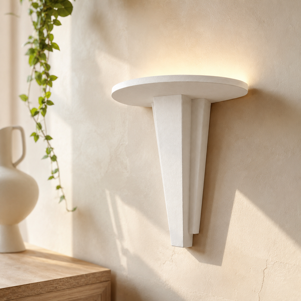 Wall Light | Titan Geometric Art Deco Plaster Wall Sconce | Statement Uplighter | Paintable | LED Included | Easy Fit | Handmade UK