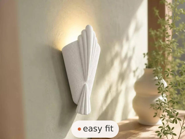 Wall Light | Sea Breeze Shell Plaster Wall Sconce | Coastal Cottagecore Uplighter | Paintable | LED Included | Easy Fit | Handmade UK