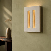 Wall Light | Gemini Twin Slot Minimalist Plaster Wall Sconce | Japandi Uplighter | Paintable | LED Included | Easy Fit | Handmade UK