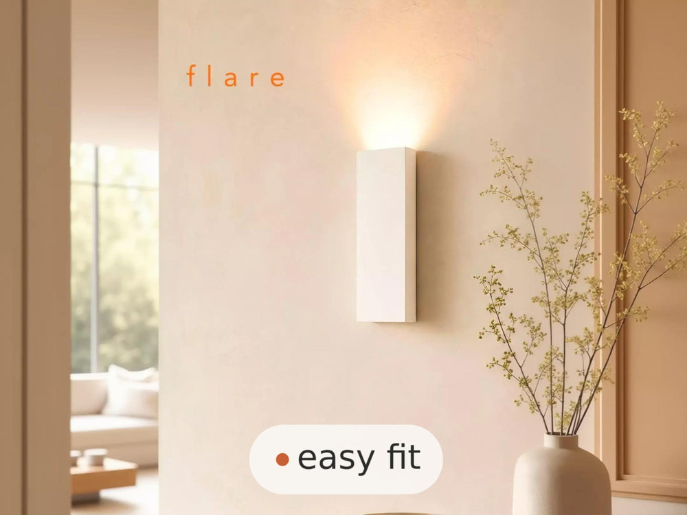 Wall Light | Cove Japandi Plaster Wall Sconce | Minimalist Bedroom Uplighter | Paintable | LED Included | Easy Fit | Handmade UK