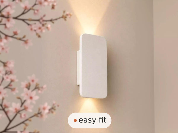 Wall Light | Sora Japandi Plaster Wall Sconce | Minimalist Bedroom Uplighter | Paintable | LED Included | Easy Fit | Handmade UK