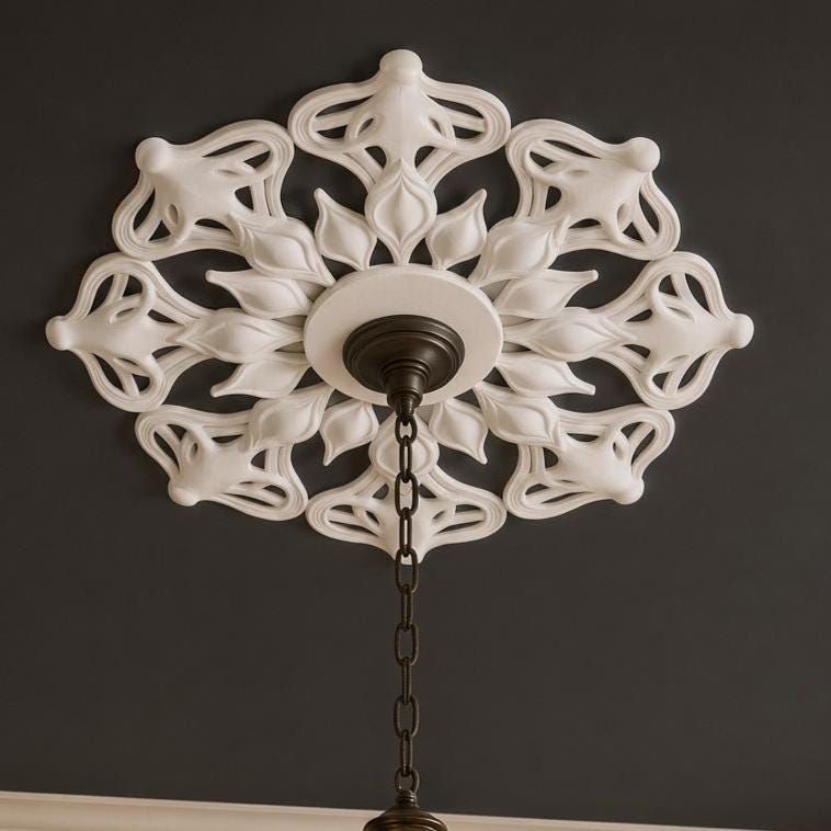 Art Nouveau Ceiling Medallion | Botanical Plaster Ceiling Rose | Paintable | 15 Inch – Nomad
